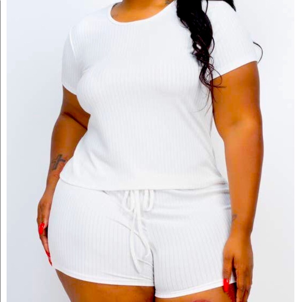 Plus Soft Ribbed Top and Short Set